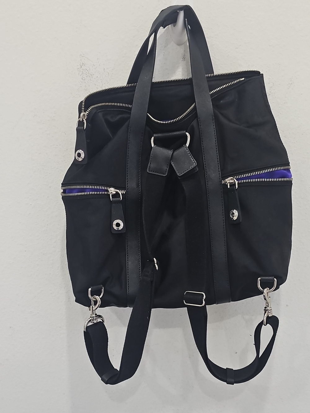Henri Bendel Jetsetter convertible backpack featuring silver-tone hardware Black - Picture 6 of 16